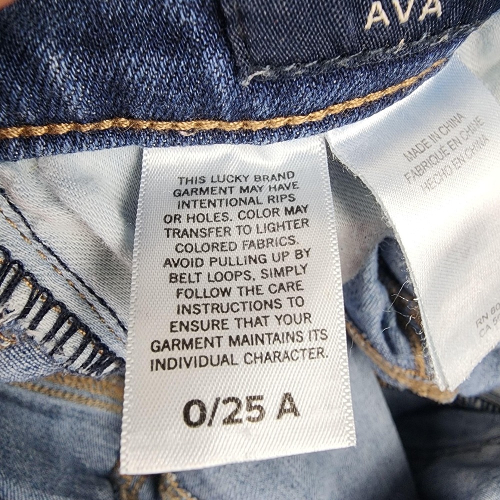 Lucky Brand Mid Rise Skinny Ava Ankle Jeans Womens 0/25 Blue Raw Hem Stretch - Picture 5 of 15